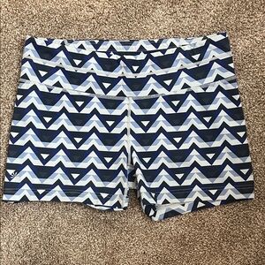 Athleta Blue and Gray Patterned Athletic Shorts Size L